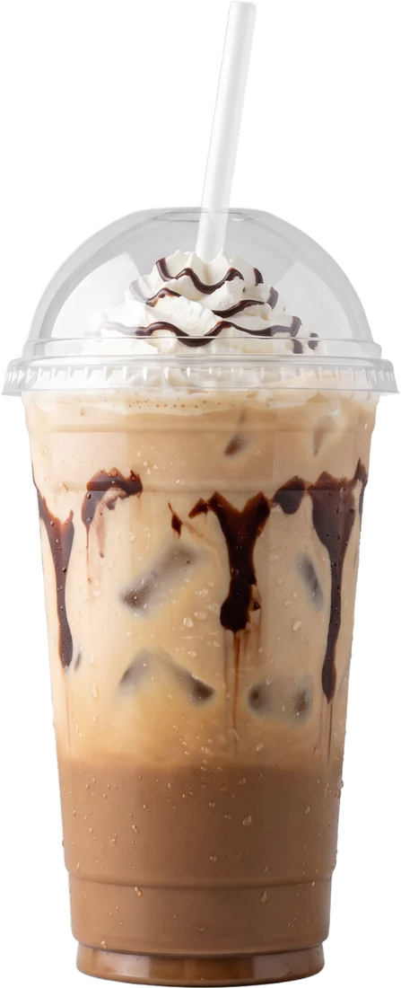 Café glacé moka protéiné avec crème fouettée